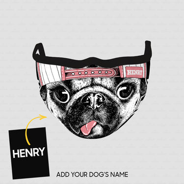 Personalized Dog Gift Idea - Pug Pink Hat For Dog Lovers - Cloth Mask